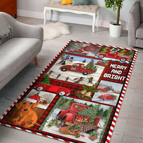 Dachshund Merry And Bright Rug Mat All Over Print