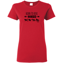 Load image into Gallery viewer, Born To Ride Horses Funny Short Sleeve Gift Shirt