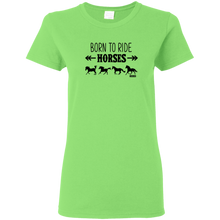Load image into Gallery viewer, Born To Ride Horses Funny Short Sleeve Gift Shirt
