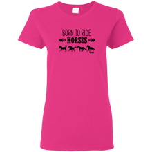 Load image into Gallery viewer, Born To Ride Horses Funny Short Sleeve Gift Shirt